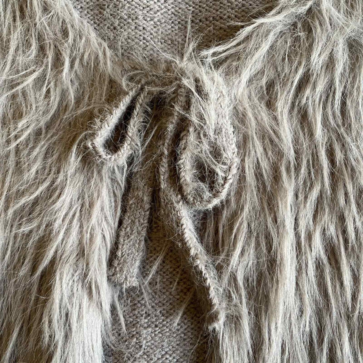 画像9: GREY COLOR LONG SHAGGY DESIGN KNIT VEST / Ladies M (9)