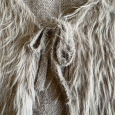 画像9: GREY COLOR LONG SHAGGY DESIGN KNIT VEST / Ladies M (9)