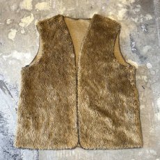画像1: FRONT OPEN BROWN COLOR BOA VEST / Mens L (1)