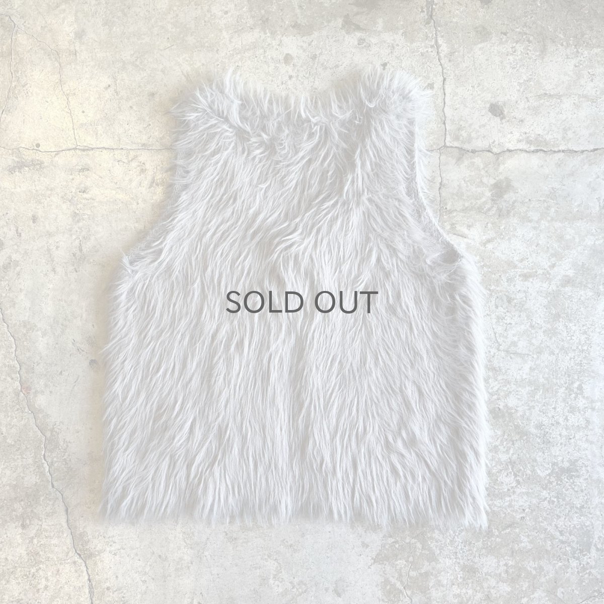 画像2: GREY COLOR LONG SHAGGY DESIGN KNIT VEST / Ladies M (2)