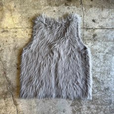 画像2: GREY COLOR LONG SHAGGY DESIGN KNIT VEST / Ladies M (2)