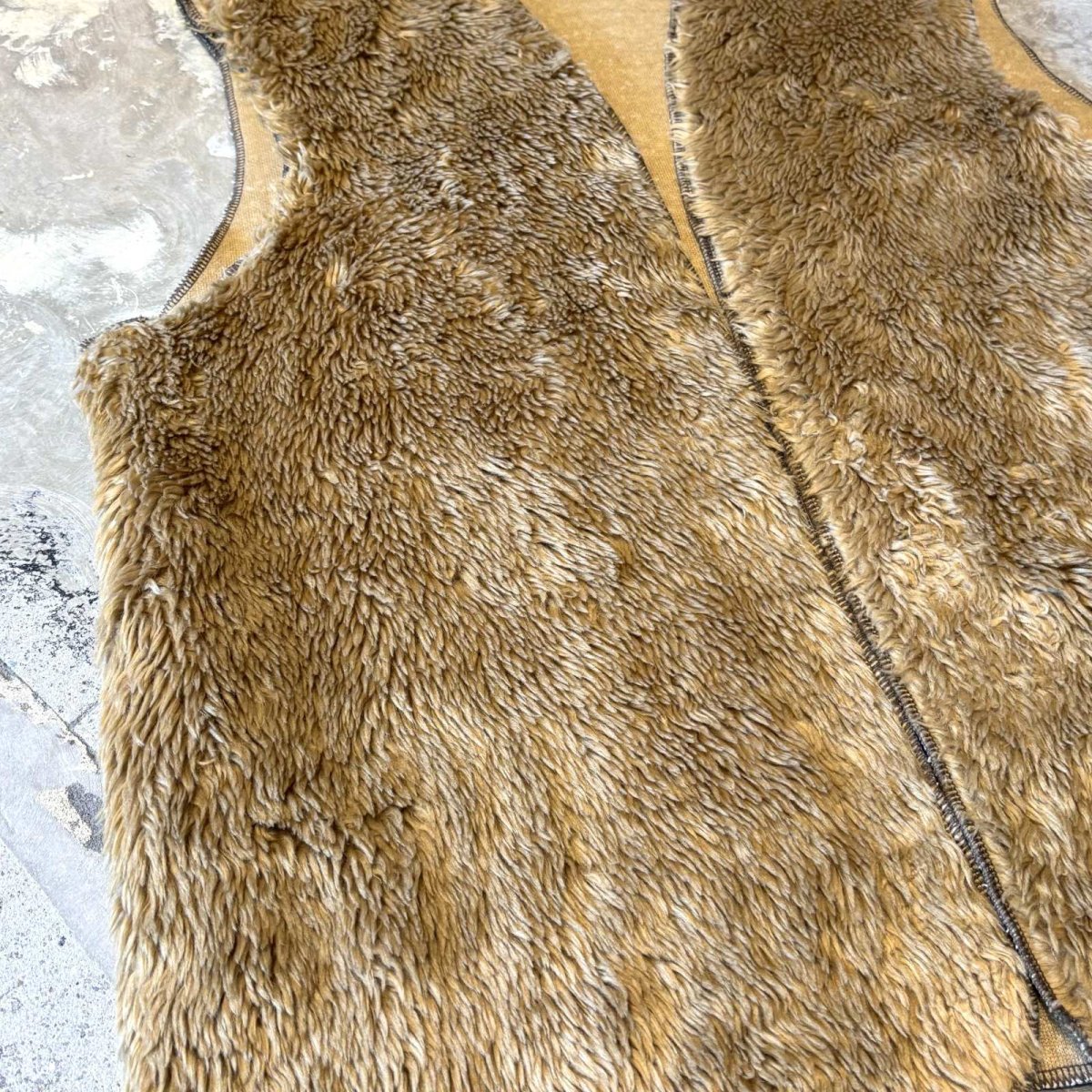 画像5: FRONT OPEN BROWN COLOR BOA VEST / Mens L (5)