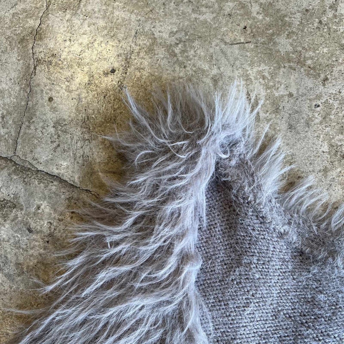 画像8: GREY COLOR LONG SHAGGY DESIGN KNIT VEST / Ladies M (8)