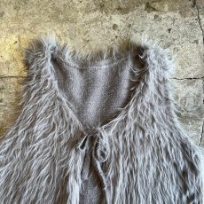 画像6: GREY COLOR LONG SHAGGY DESIGN KNIT VEST / Ladies M (6)
