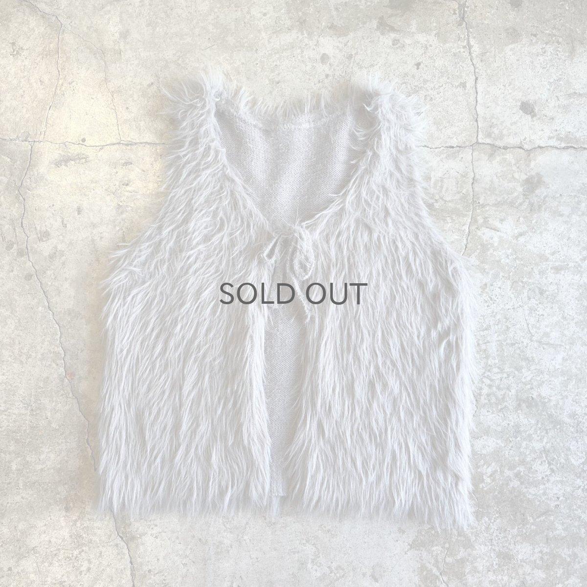画像1: GREY COLOR LONG SHAGGY DESIGN KNIT VEST / Ladies M (1)
