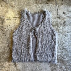 画像1: GREY COLOR LONG SHAGGY DESIGN KNIT VEST / Ladies M (1)