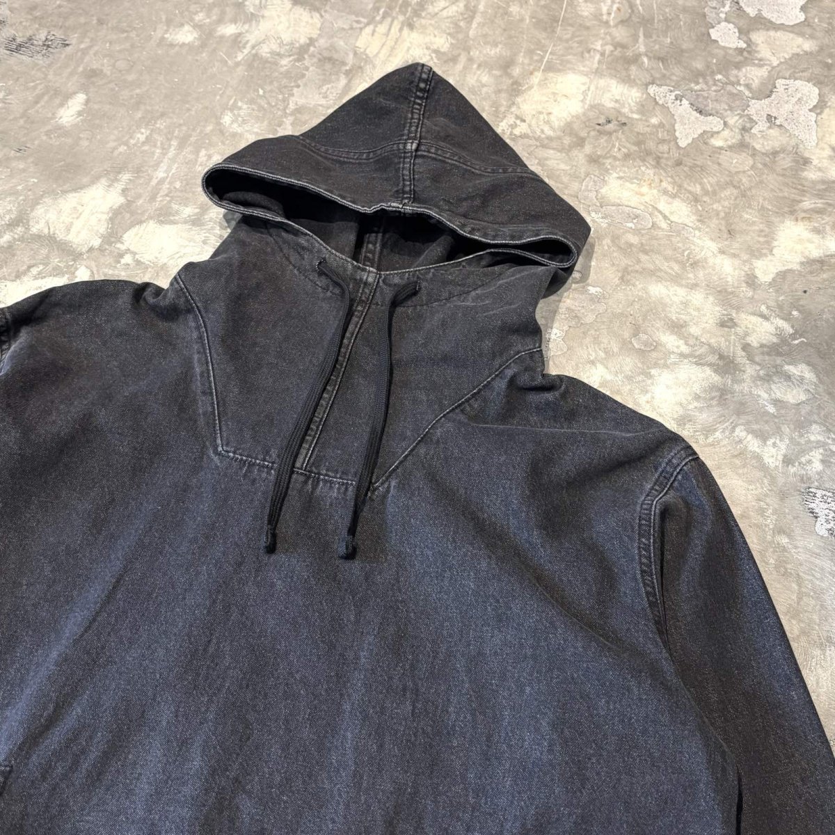 画像4: BLACK COLOR PULLOVER COTTON HOODIE JACKET / Mens XL (4)