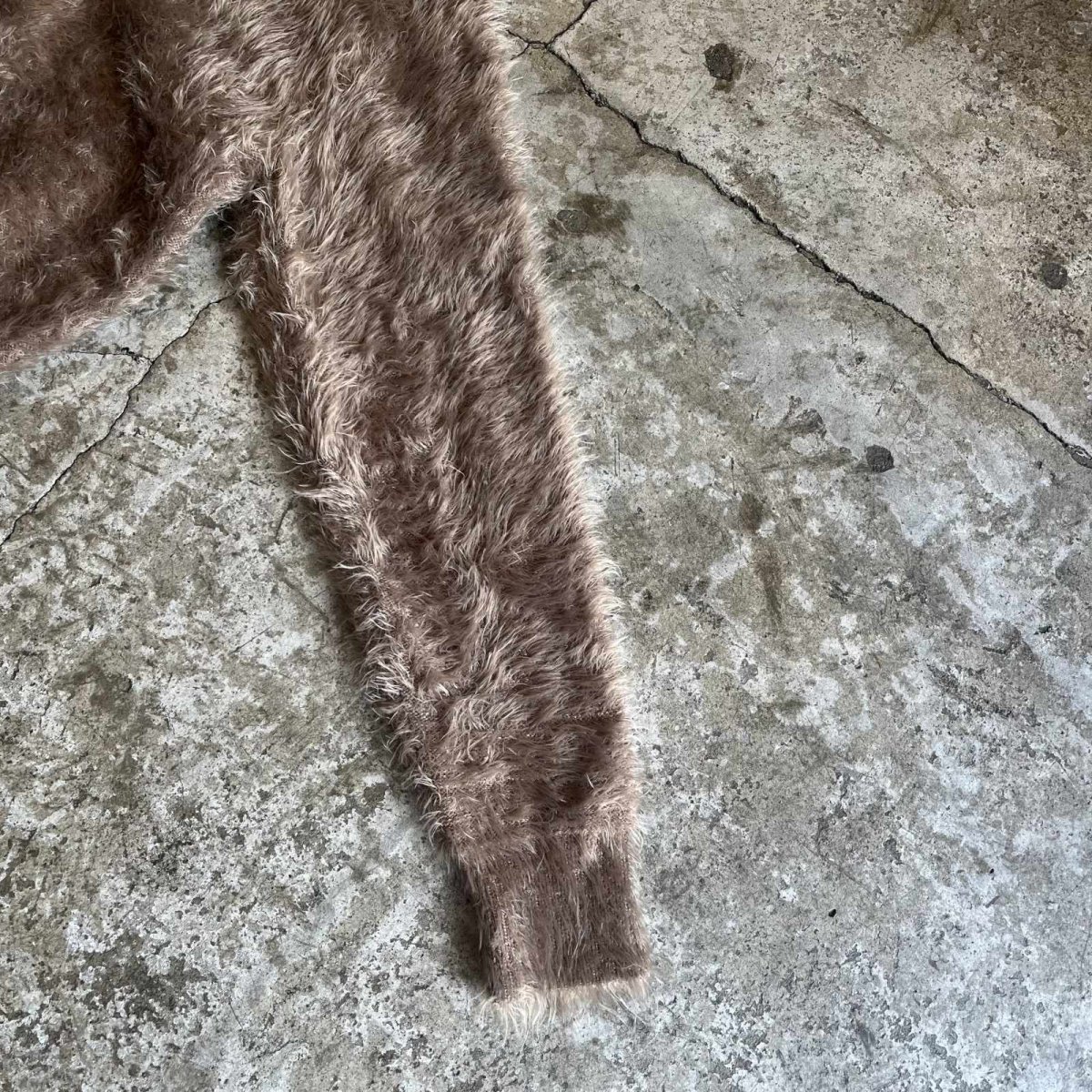 画像7: WALNUT COLOR V NECK DESIGN SHAGGY KNIT L/S TOPS / Ladies M (7)