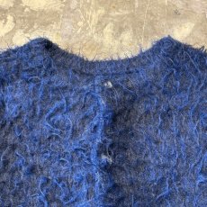 画像10: COLOR SWITCHED NO COLLAR SHAGGY KNIT CARDIGAN / Mens L (10)