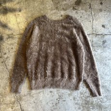 画像2: WALNUT COLOR V NECK DESIGN SHAGGY KNIT L/S TOPS / Ladies M (2)