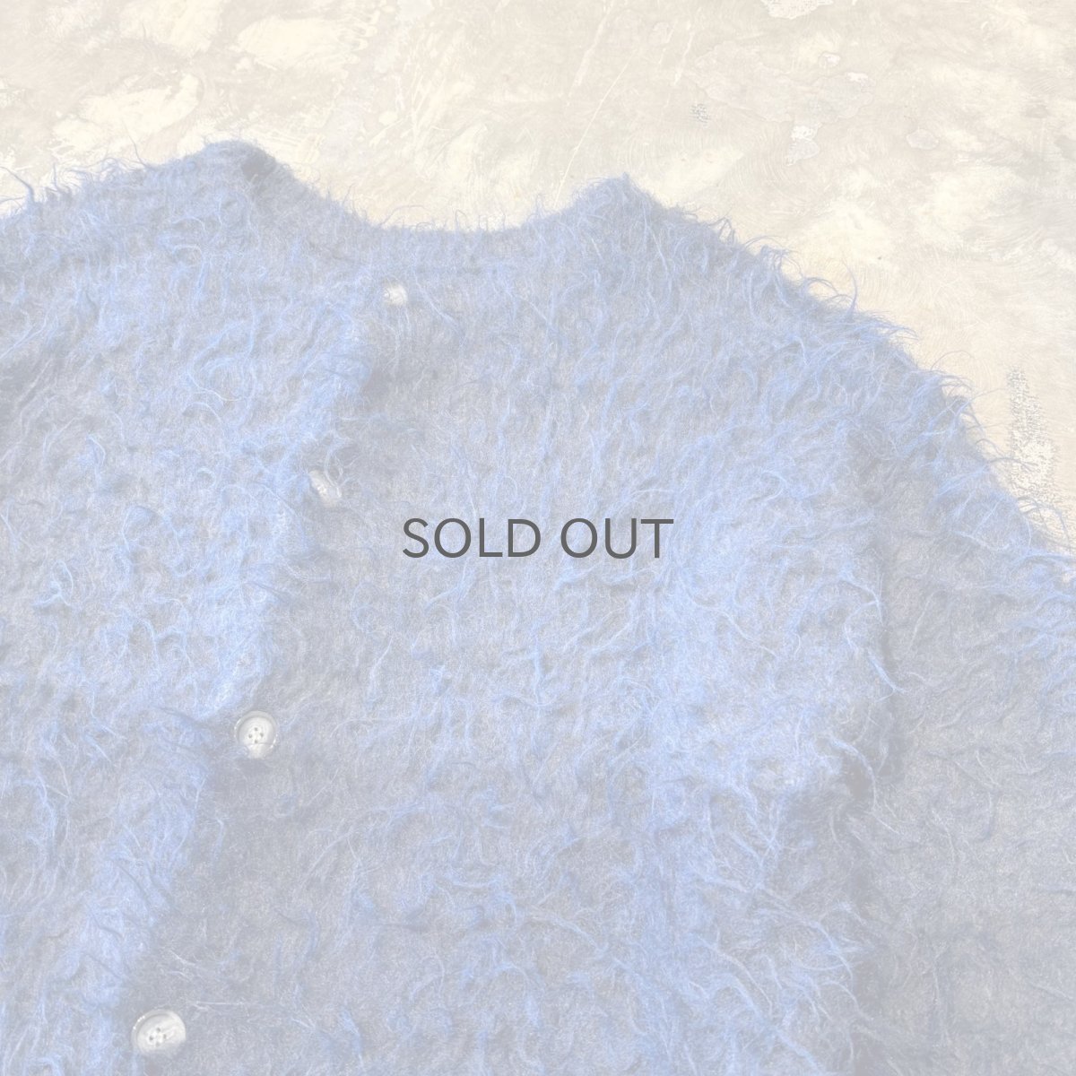 画像4: COLOR SWITCHED NO COLLAR SHAGGY KNIT CARDIGAN / Mens L (4)