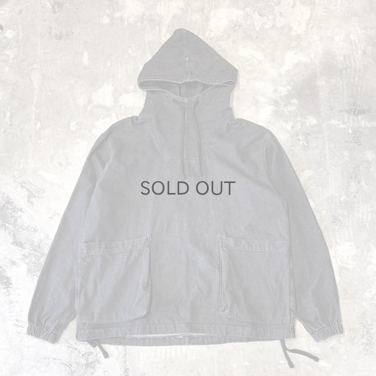 画像1: BLACK COLOR PULLOVER COTTON HOODIE JACKET / Mens XL (1)