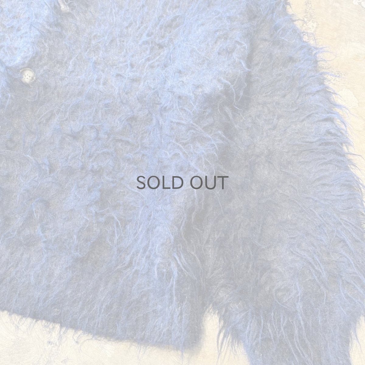 画像6: COLOR SWITCHED NO COLLAR SHAGGY KNIT CARDIGAN / Mens L (6)