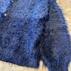 画像6: COLOR SWITCHED NO COLLAR SHAGGY KNIT CARDIGAN / Mens L (6)