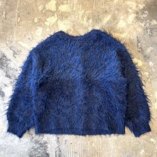 画像2: COLOR SWITCHED NO COLLAR SHAGGY KNIT CARDIGAN / Mens L (2)