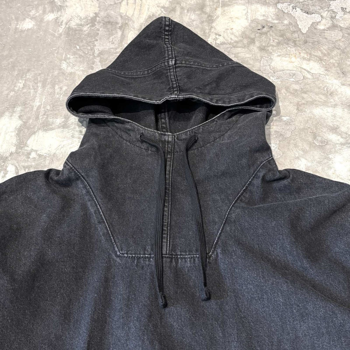 画像11: BLACK COLOR PULLOVER COTTON HOODIE JACKET / Mens XL (11)