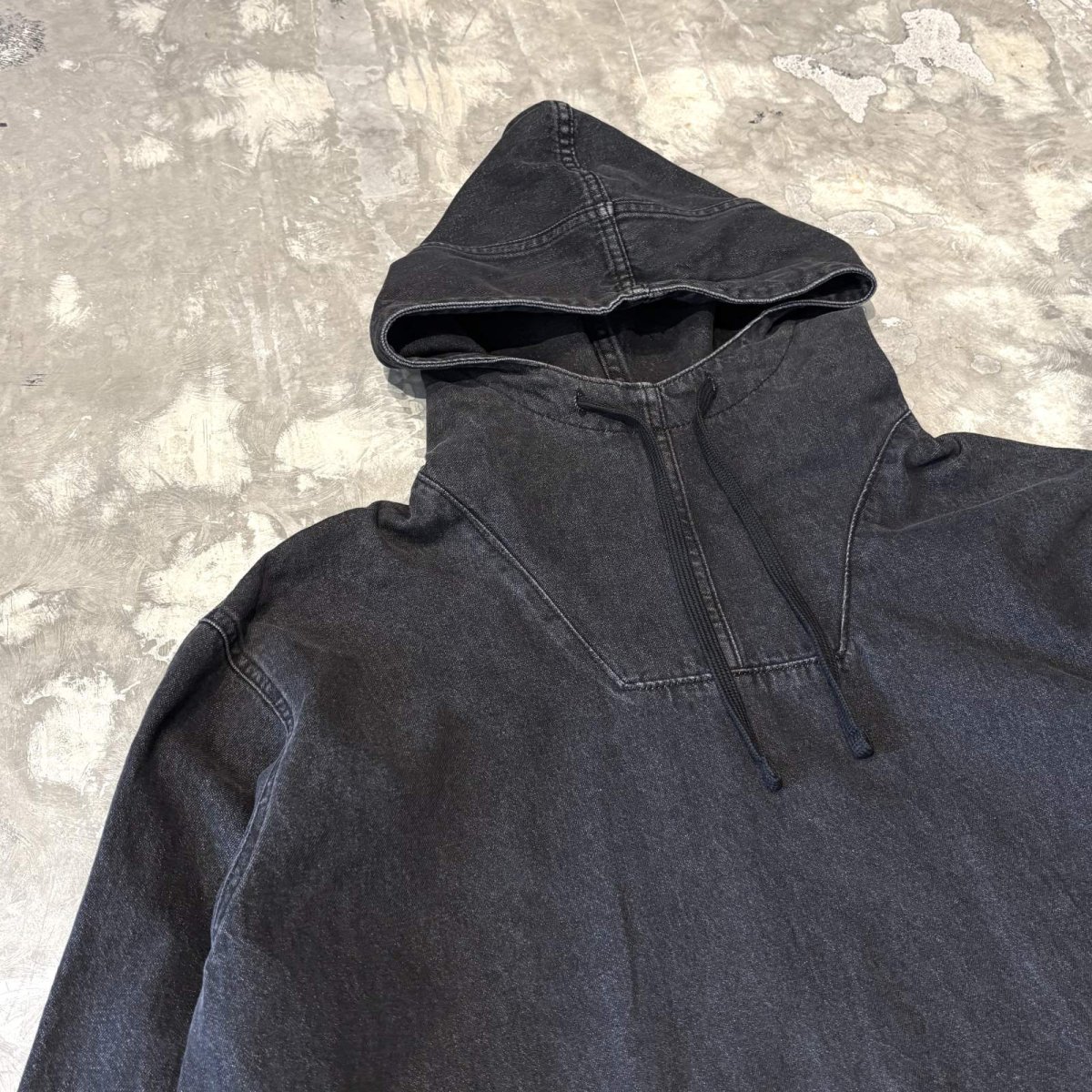 画像3: BLACK COLOR PULLOVER COTTON HOODIE JACKET / Mens XL (3)