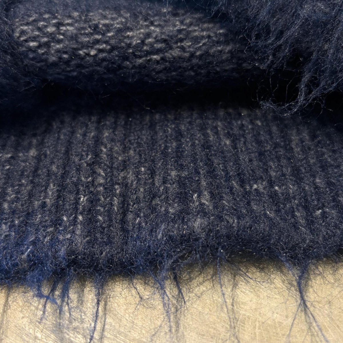 画像8: COLOR SWITCHED NO COLLAR SHAGGY KNIT CARDIGAN / Mens L (8)