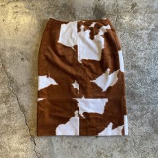 画像2: ALL OVER COW PATTERN SLIT SKIRT / W25 (2)