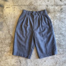 画像1: 2 TUCK DESIGN WOOL SLACKS HALF PANTS / W27 (1)