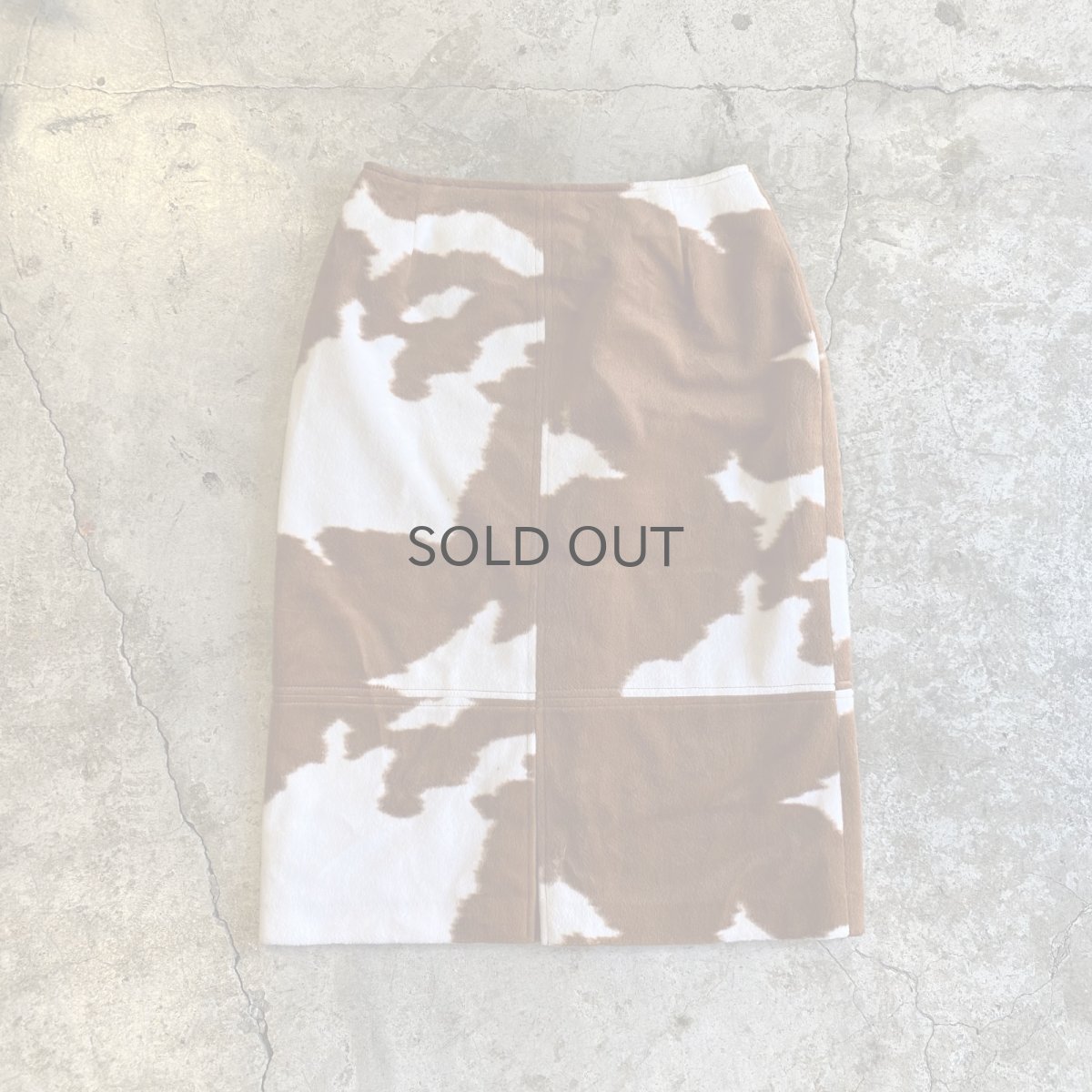 画像1: ALL OVER COW PATTERN SLIT SKIRT / W25 (1)