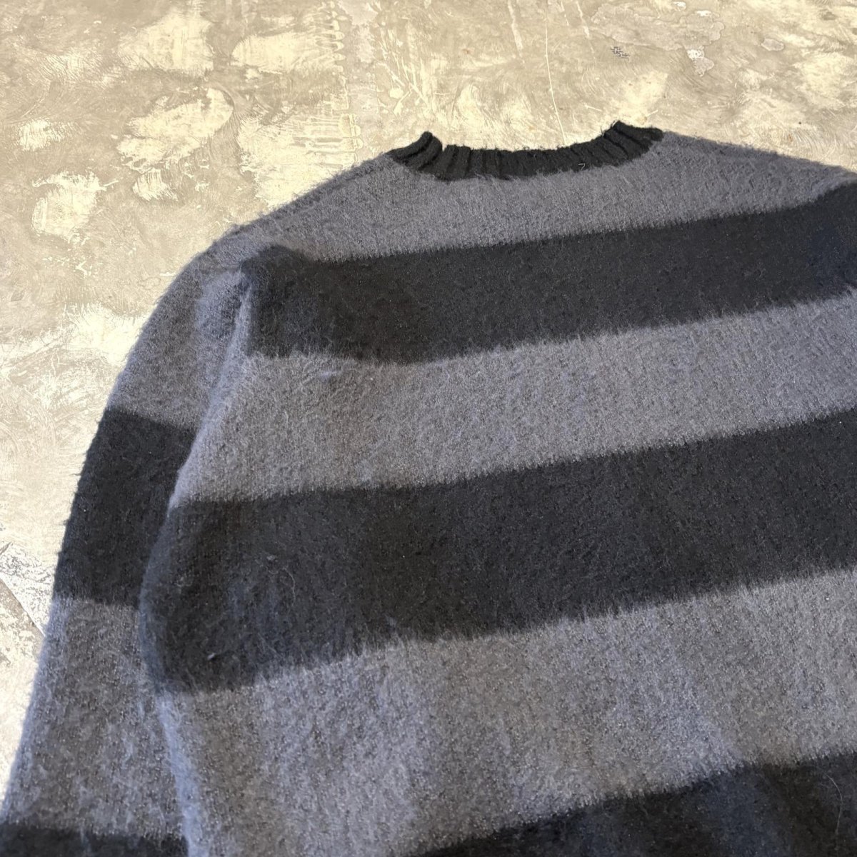 画像9: BICOLOR BORDER PATTERN WOOL KNIT SWEATER / Mens XL (9)