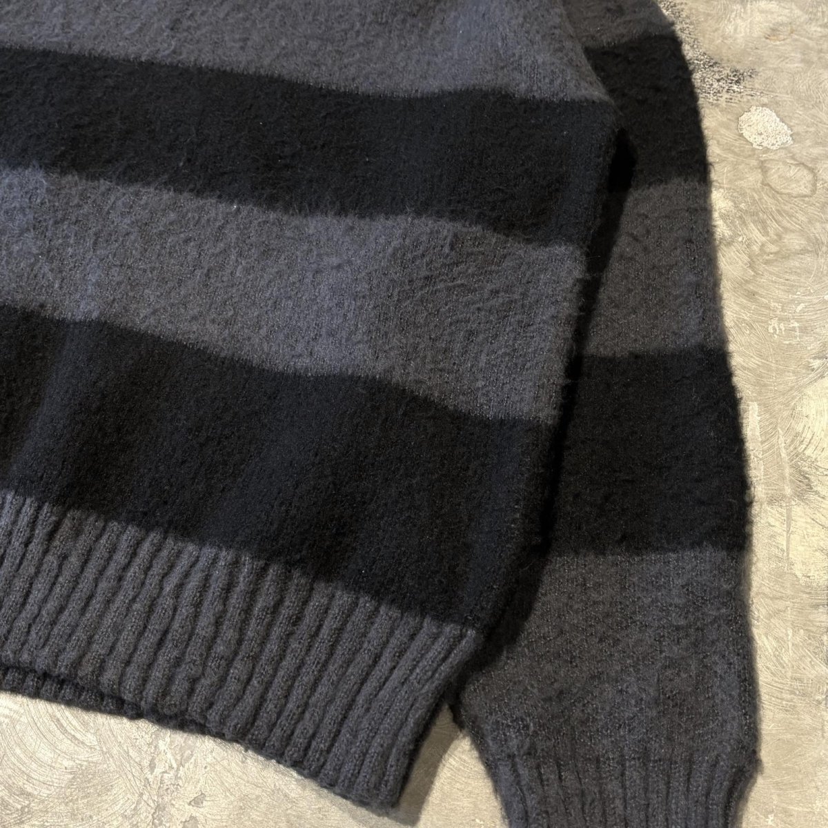 画像6: BICOLOR BORDER PATTERN WOOL KNIT SWEATER / Mens XL (6)