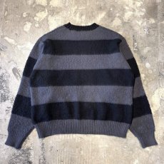 画像2: BICOLOR BORDER PATTERN WOOL KNIT SWEATER / Mens XL (2)