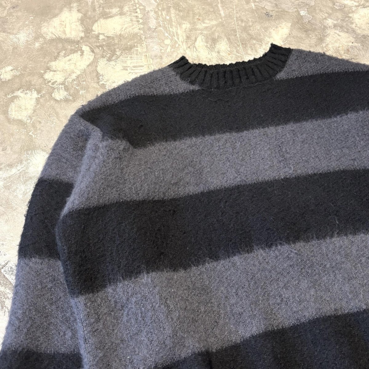 画像3: BICOLOR BORDER PATTERN WOOL KNIT SWEATER / Mens XL (3)