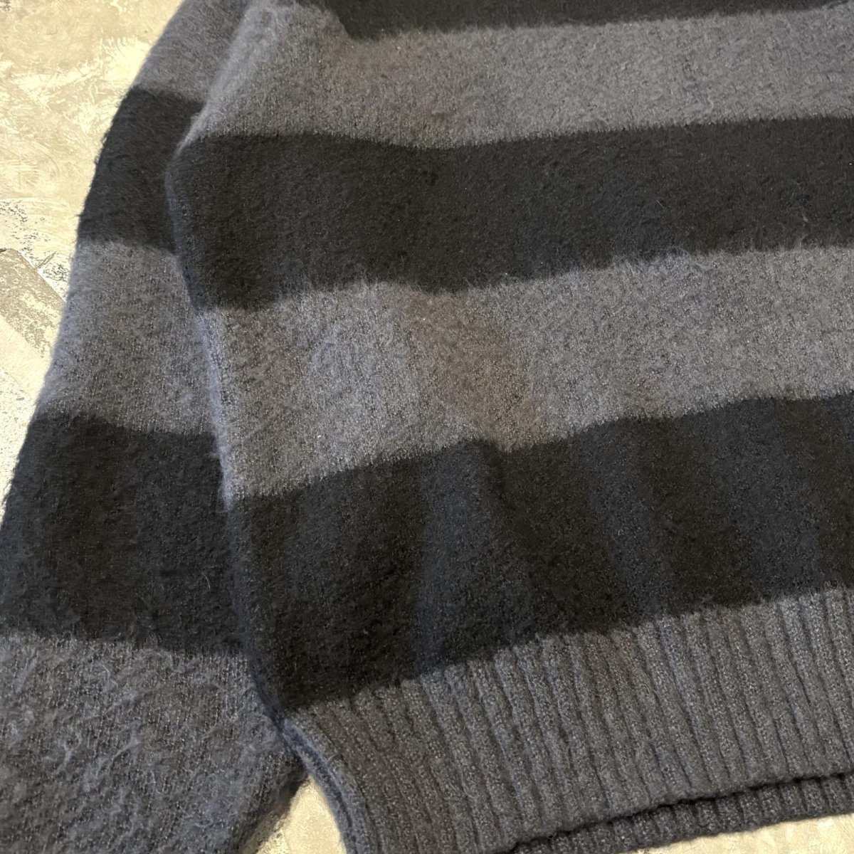 画像5: BICOLOR BORDER PATTERN WOOL KNIT SWEATER / Mens XL (5)