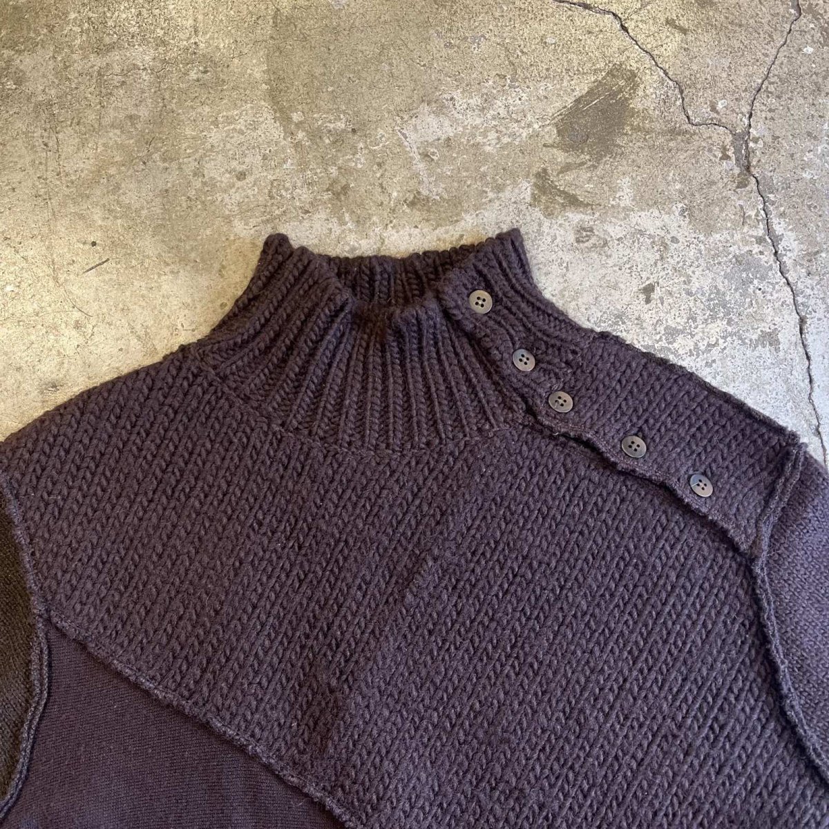 画像7: POINT BUTTON PATCHWORK DESIGN HALF NECK KNIT SWEATER / Ladies M (7)