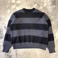 画像1: BICOLOR BORDER PATTERN WOOL KNIT SWEATER / Mens XL (1)