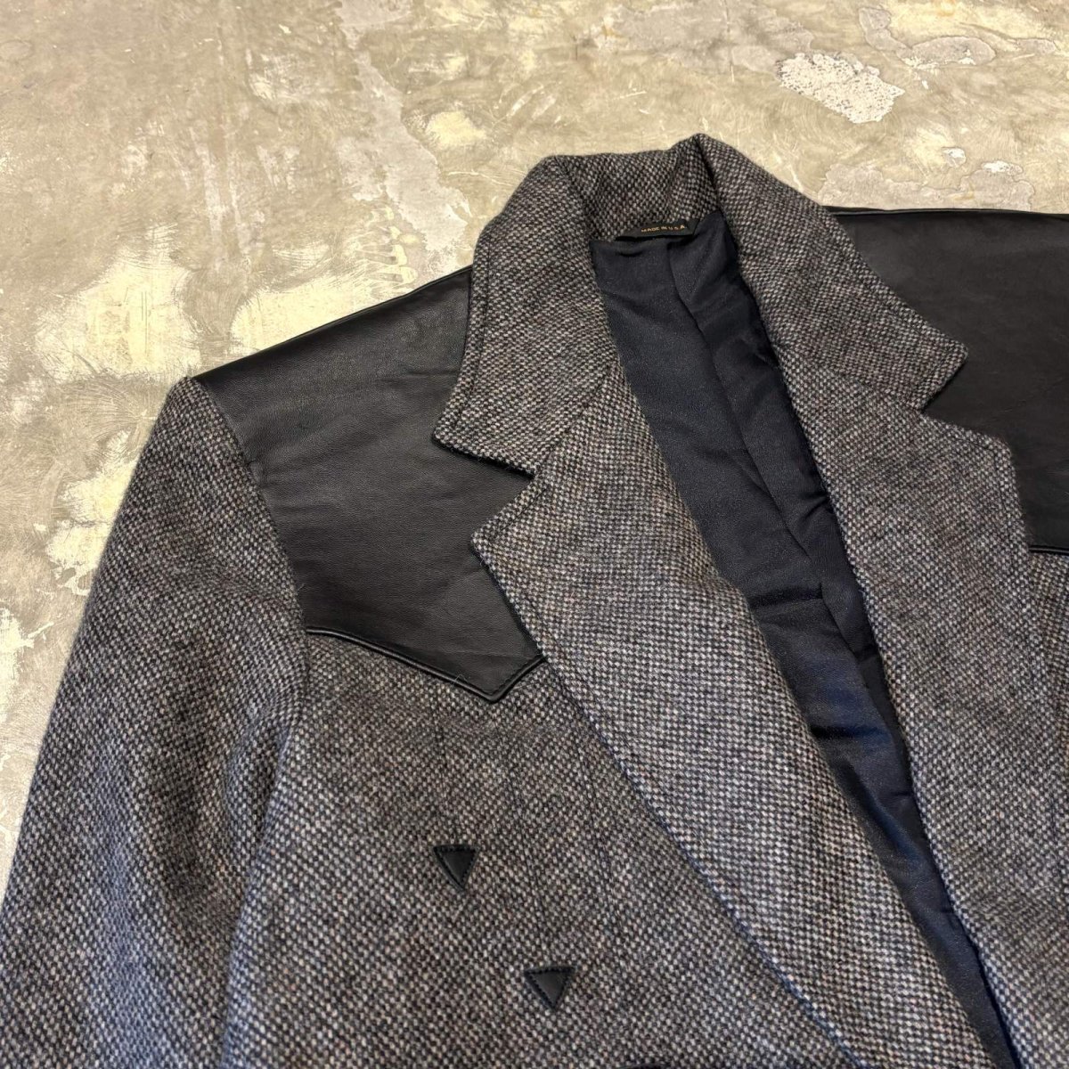 画像3: OLD LEATHER YOKE SHORT TAILORED JACKET / Mens L / MADE IN USA (3)