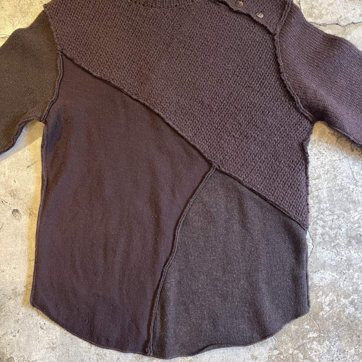 画像11: POINT BUTTON PATCHWORK DESIGN HALF NECK KNIT SWEATER / Ladies M (11)