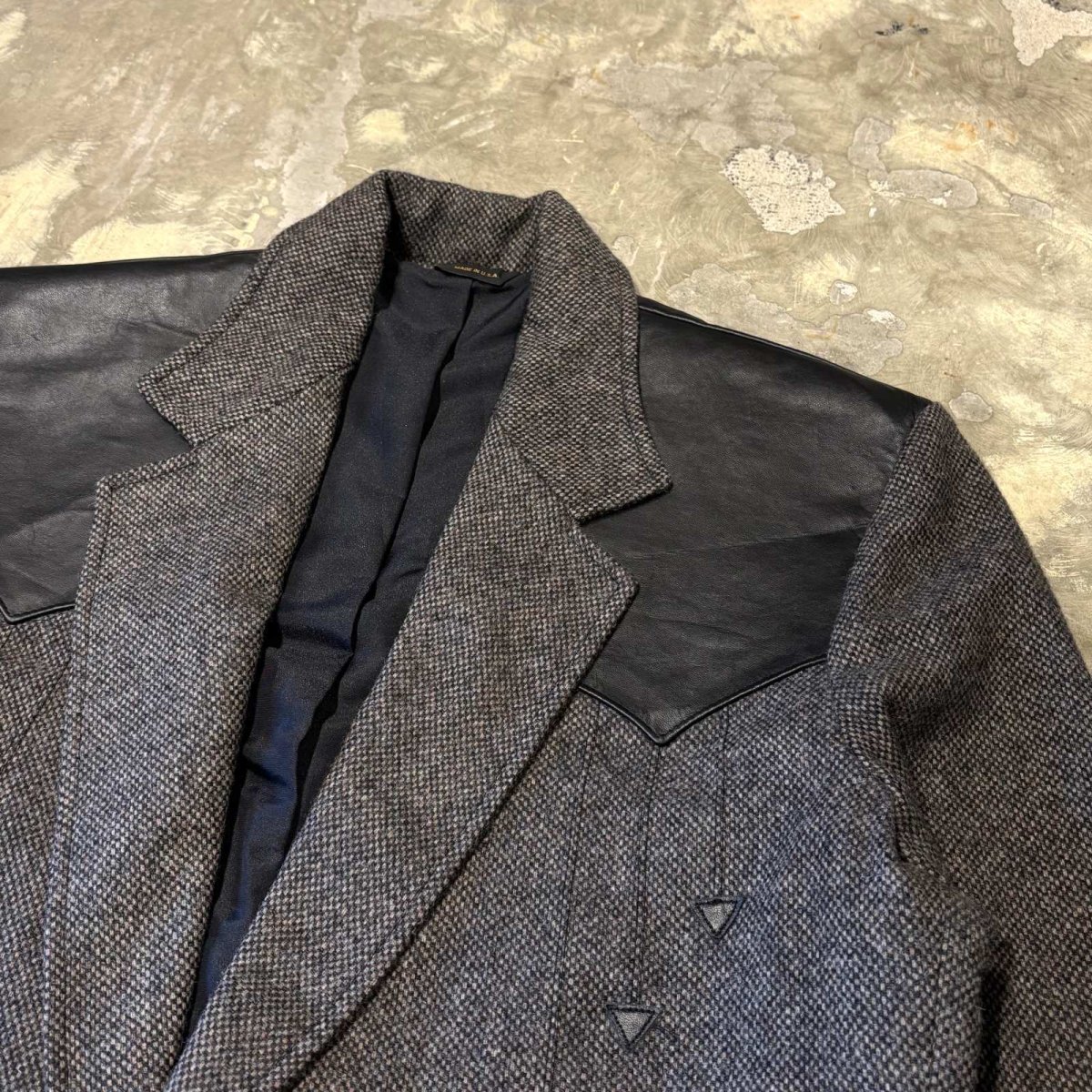 画像4: OLD LEATHER YOKE SHORT TAILORED JACKET / Mens L / MADE IN USA (4)