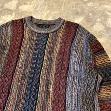 画像4: MULTI STRIPE PATTERN KNIT SWEATER / Mens L (4)