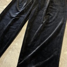 画像6: BLACK COLOR VELOUR WIDE SILHOUETTE SLACKS / W33 (6)