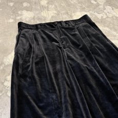 画像3: BLACK COLOR VELOUR WIDE SILHOUETTE SLACKS / W33 (3)