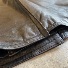 画像12: BLACK COLOR SHOULDER GATHER DESIGN LEATHER TAILORED JACKET / Ladies M~L (12)