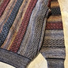 画像6: MULTI STRIPE PATTERN KNIT SWEATER / Mens L (6)