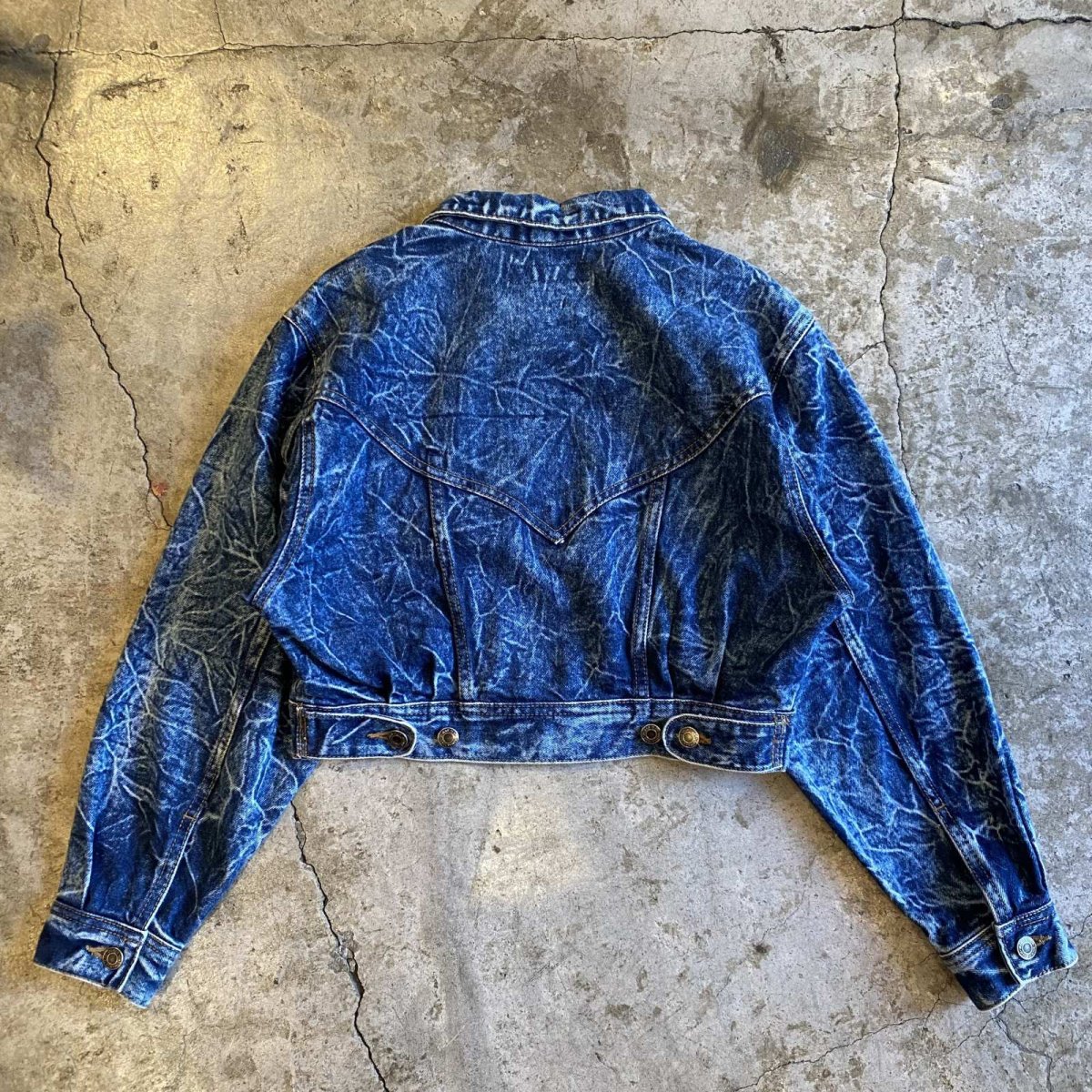 画像2: CHEMICAL WASH DESIGN SHORT DENIM JACKET / Ladies M (2)