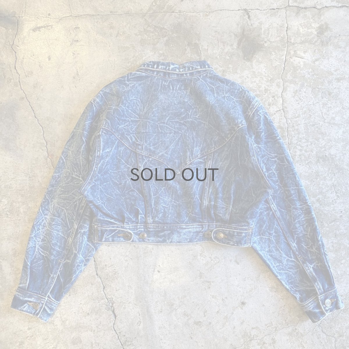 画像2: CHEMICAL WASH DESIGN SHORT DENIM JACKET / Ladies M (2)