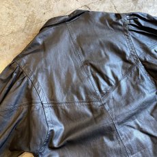 画像11: BLACK COLOR SHOULDER GATHER DESIGN LEATHER TAILORED JACKET / Ladies M~L (11)