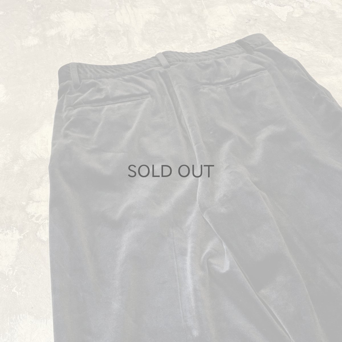 画像9: BLACK COLOR VELOUR WIDE SILHOUETTE SLACKS / W33 (9)
