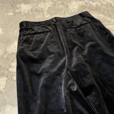 画像9: BLACK COLOR VELOUR WIDE SILHOUETTE SLACKS / W33 (9)