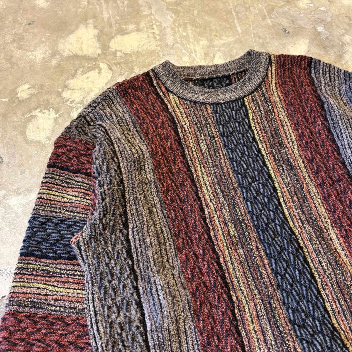 画像3: MULTI STRIPE PATTERN KNIT SWEATER / Mens L (3)