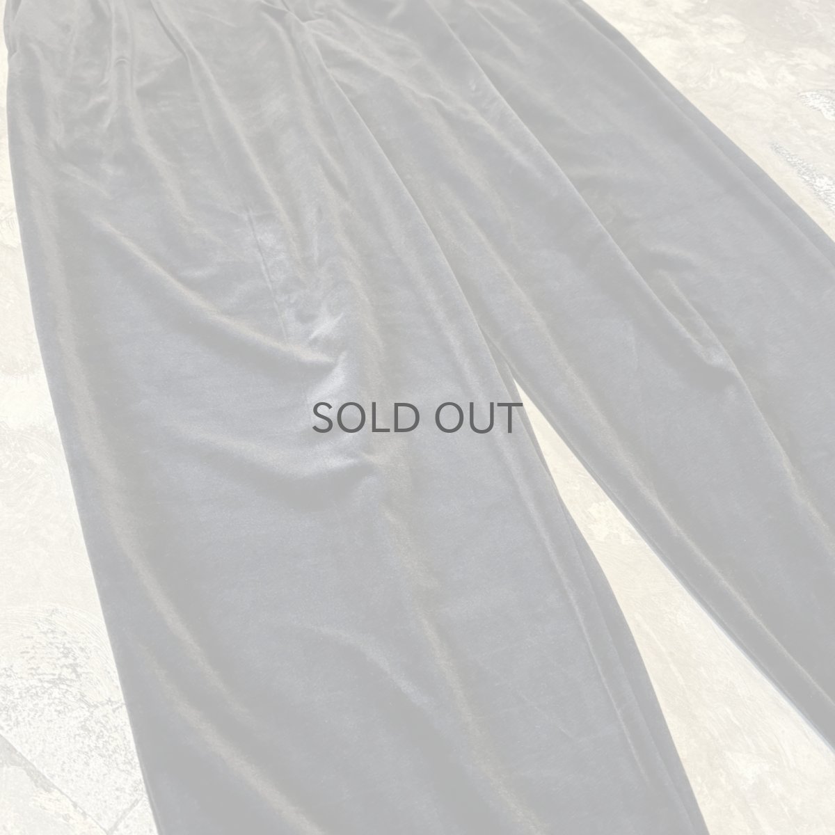 画像5: BLACK COLOR VELOUR WIDE SILHOUETTE SLACKS / W33 (5)