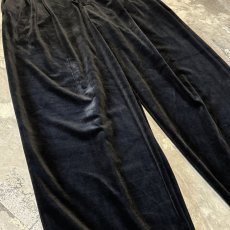 画像5: BLACK COLOR VELOUR WIDE SILHOUETTE SLACKS / W33 (5)