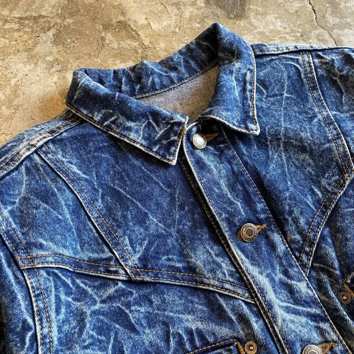 画像3: CHEMICAL WASH DESIGN SHORT DENIM JACKET / Ladies M (3)