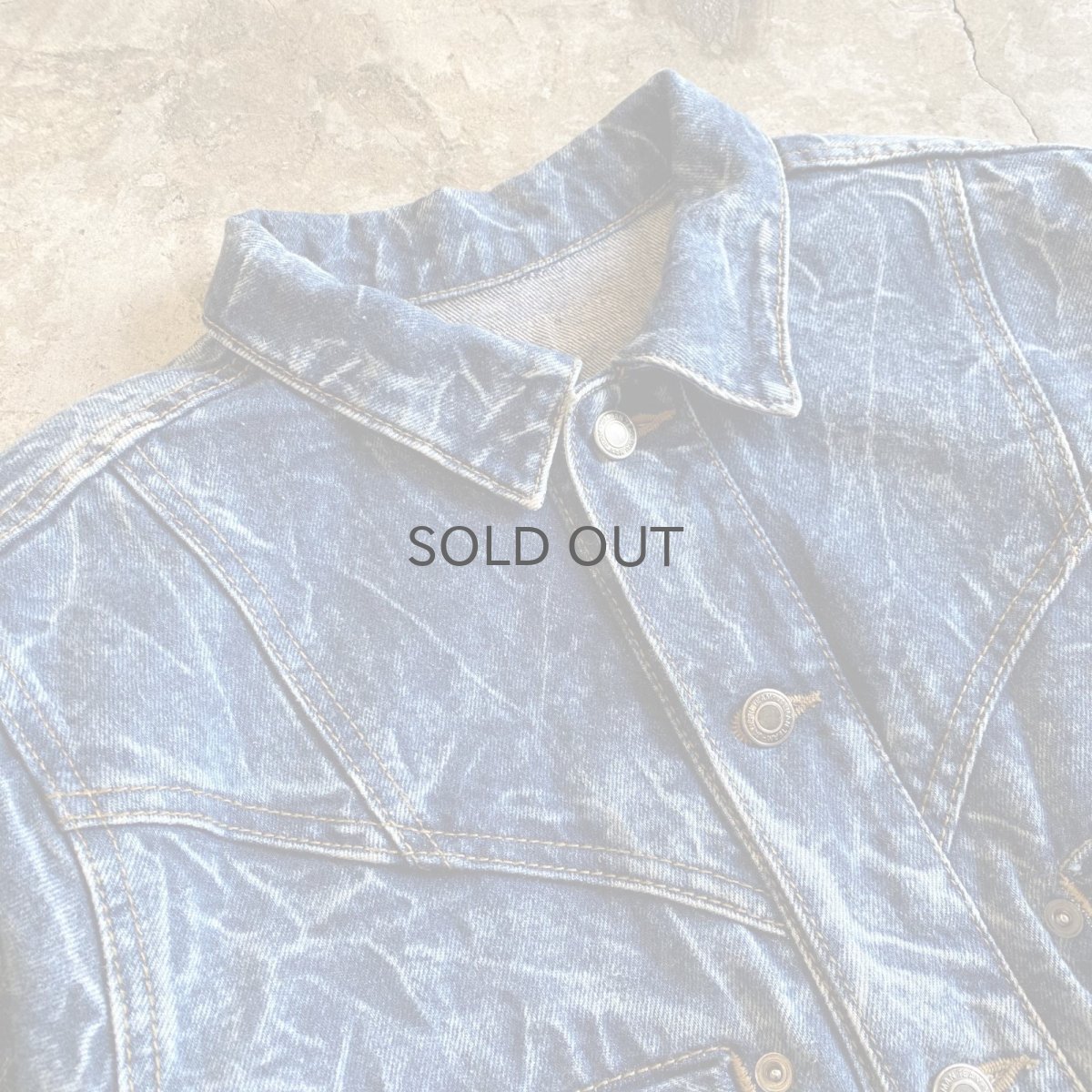 画像3: CHEMICAL WASH DESIGN SHORT DENIM JACKET / Ladies M (3)